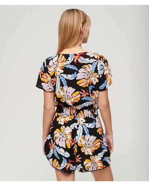 Superdry Black Relaxed Fit Short Sleeve Beach Playsuit