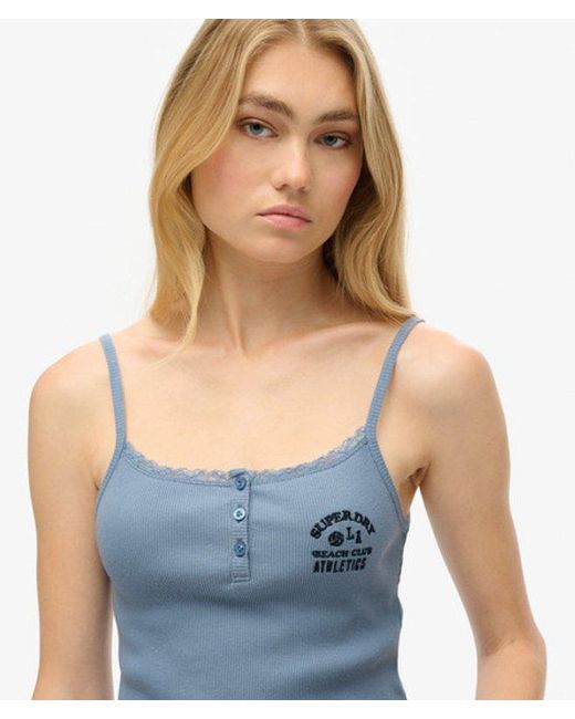Superdry Blue & Co Athletic Essentials Button Down Cami Top