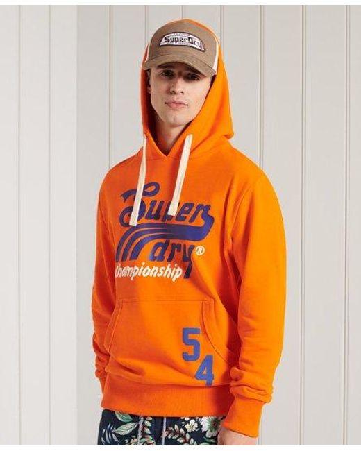 Superdry Orange Collegiate Graphic Loopback Overhead Hoodie Denver for men