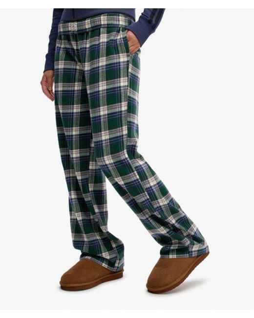 Superdry Blue & Co Cotton Check Elastic Trousers