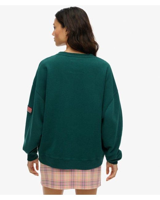 Superdry Green Athletic Essentials Oversized Crew Sweatshirt