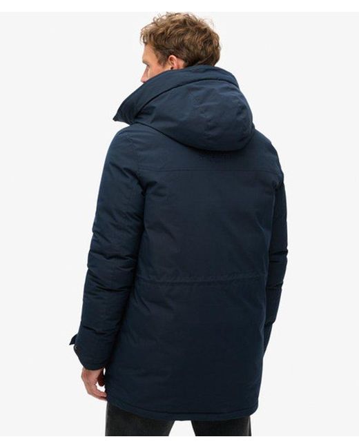 Superdry Blue City Padded Parka Coat for men