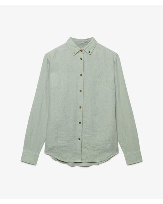 Superdry Gray & Co Premium Linen Button Down Slim Shirt