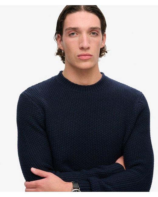 Superdry Blue & Co The Merchant Store- Textured Crew Jumper for men