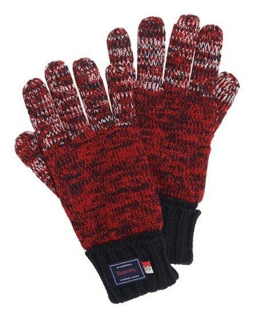 Superdry Red Stockholm Gloves Tricolor Twist for men
