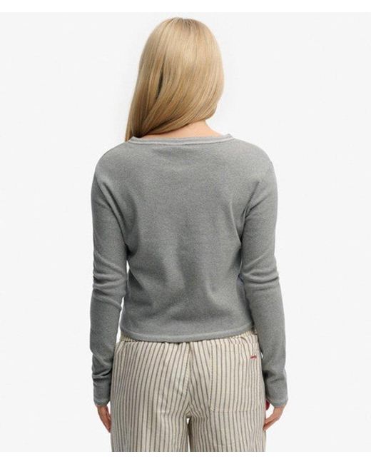Femme Haut À Manches Longues Athletic Essentials Avec Boutons Taille Superdry en coloris Gray