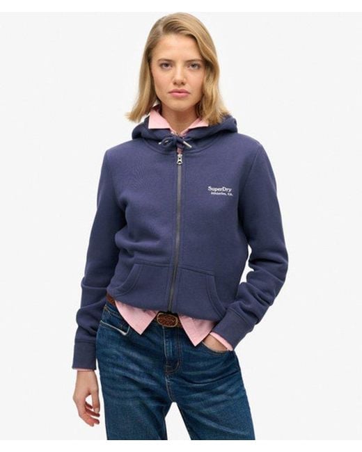 Superdry Blue Athletic Essentials Logo Zip Hoodie