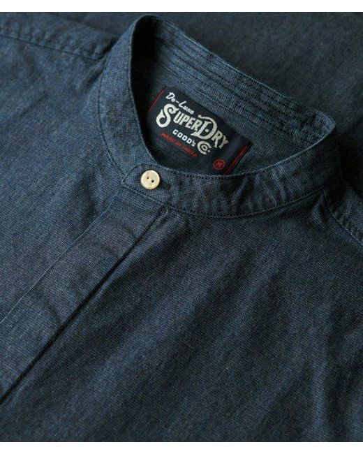 Superdry Blue & Co The Merchant Store Micro Texture Grandad Shirt for men