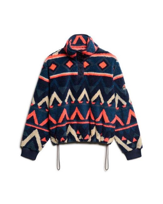 Superdry Blue Super Soft Printed Teddy Fleece