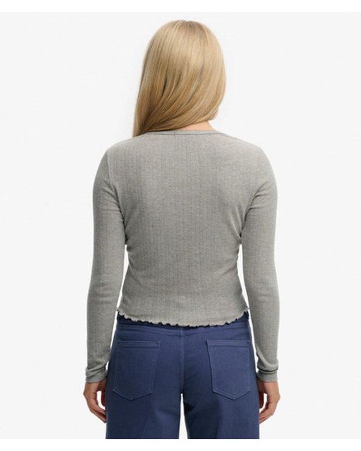 Superdry Gray & Co Athletic Essential Pointelle Cardigan