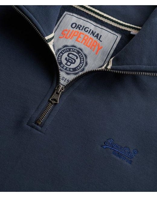 Superdry Essential Logo Halve Rits in het Blue voor heren