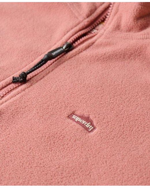 Superdry Korte Polar Fleecetrui Met Halve Rits in het Red