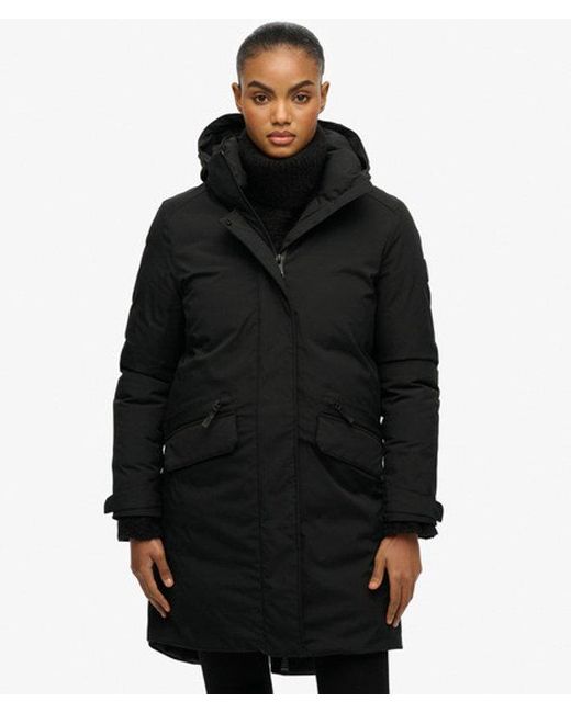Superdry Black City Fishtail Padded Parka