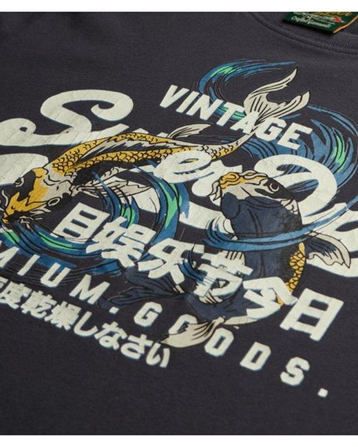 Superdry Blue Vintage Logo Tokyo Relaxed T-Shirt for men