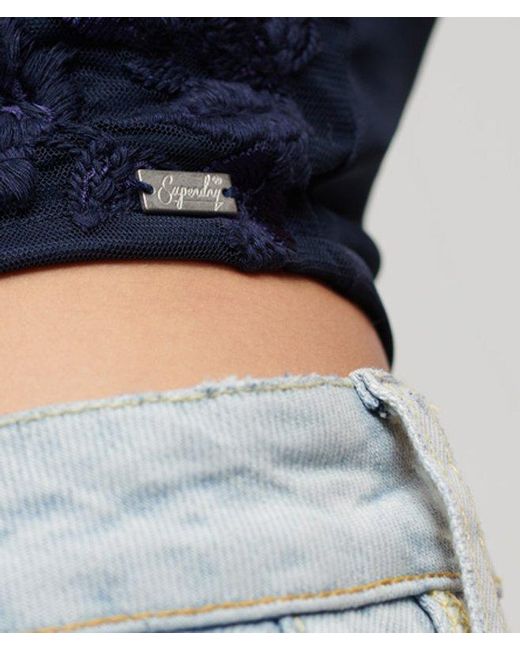 Superdry Blue & Co Floral Embroidered Corset Top