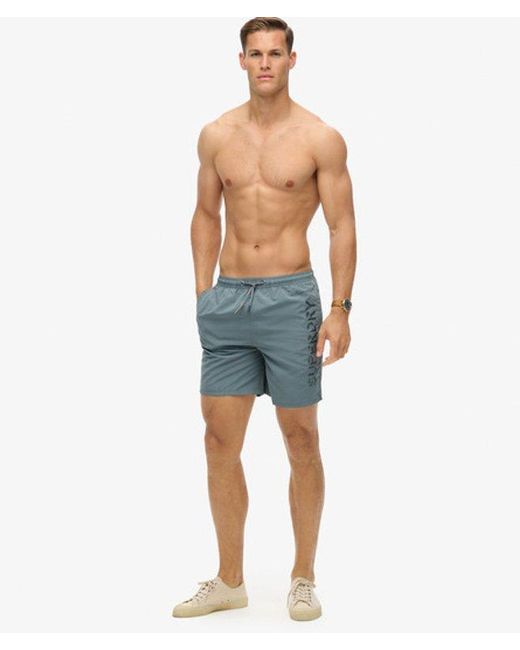 Superdry Blue & Co Premium Embroidered 17-inch Swim Shorts for men
