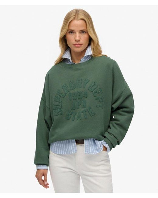 Superdry Green & Co Athletic Essentials Tonal Applique Crew Sweatshirt