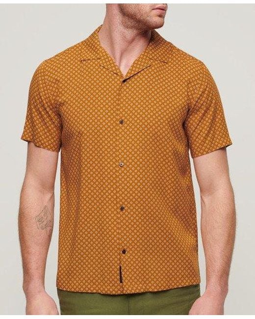 Superdry Orange Short Sleeve Revere 70s Shirt for men