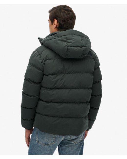 Superdry Green Hooded Microfibre Sport Puffer Jacket for men