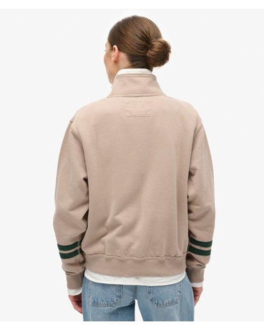 Superdry Natural & Co Athletic Essentials Applique Half Zip Sweatshirt