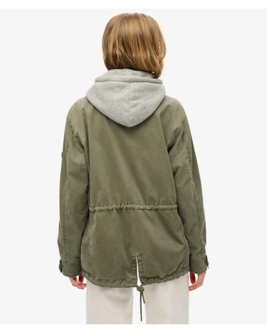 Superdry Green Jersey Hooded Military Jacket