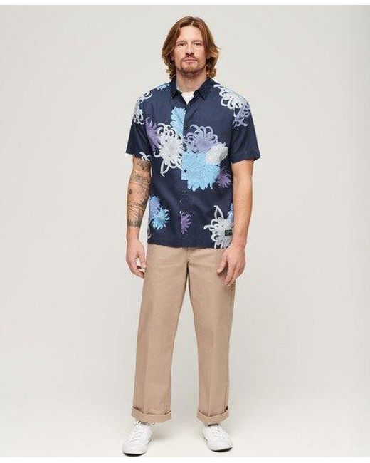 Superdry Blue Hawaiian Shirt for men
