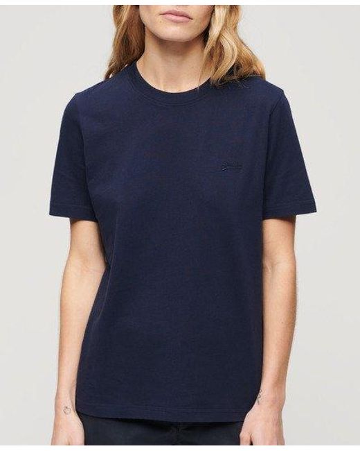 Superdry Blue Organic Cotton Vintage Logo Embroidered T-shirt