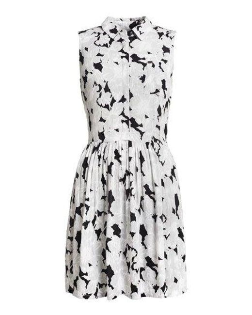 Superdry White Ingbritt Shift Collar Dress Deena Floral Mono