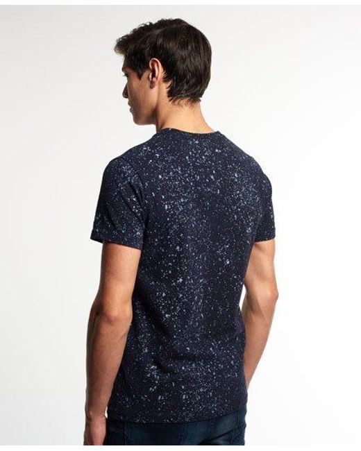 Superdry Blue Splatter All Over Print T-Shirt Eclipse for men
