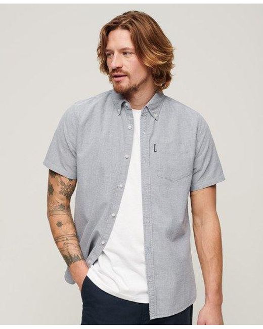 Superdry Gray Classic Oxford Short Sleeve Shirt for men