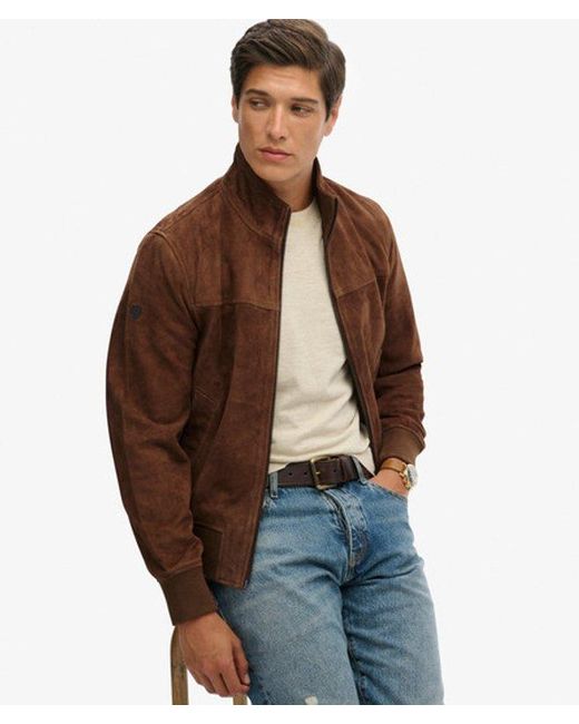 Superdry Blue & Co Modern Leather Sports Jacket for men