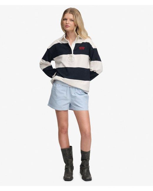 Superdry Blue & Co Cotton Elastic Check Shorts