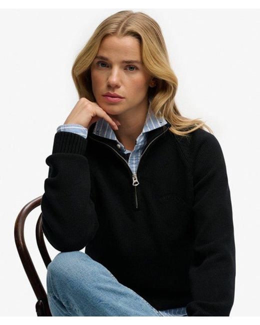 Superdry Black & Co Essential Half Zip Knit Jumper