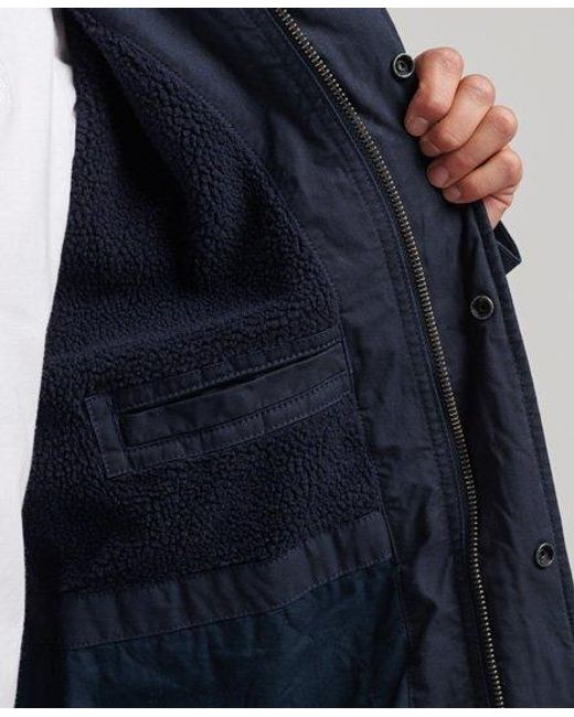Superdry Blue Military Fishtail Parka Jacket Eclipse for men