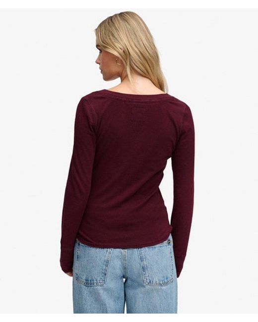 Superdry Athletic Button Down Longsleeve Top in het Red