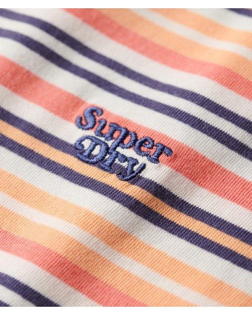 Superdry Pink & Co Ladies Slim Fit Essential Logo Striped Fitted T-shirt