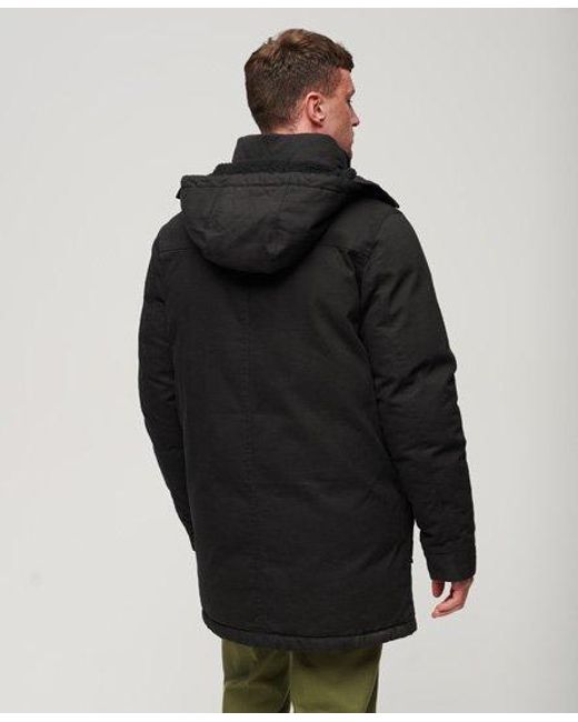 Superdry Black Workwear Hooded Parka Jacket for men