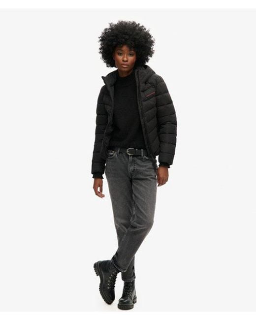 Superdry Black & Co Hooded Microfibre Padded Jacket