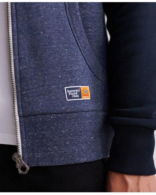 Superdry Blue Track & Field Zip Hoodie Creek Grindle for men