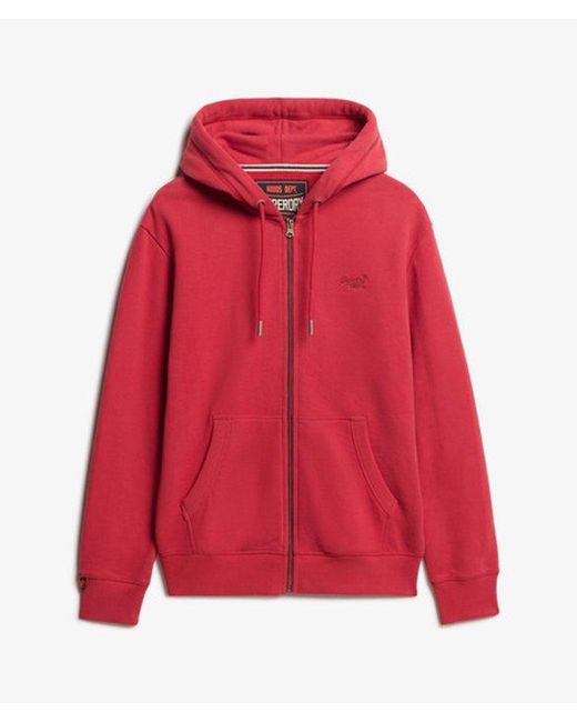 Superdry Red & Co Essential Logo Half Brushed Zip Hoodie for men