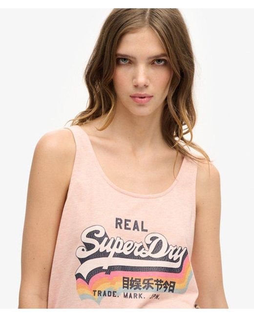 Superdry Red & Co Ladies Slim Fit Vintage Logo Vest Top