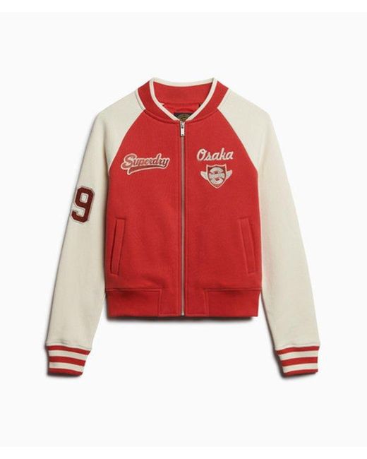 Superdry Red & Co College Graphic Jersey Bomber
