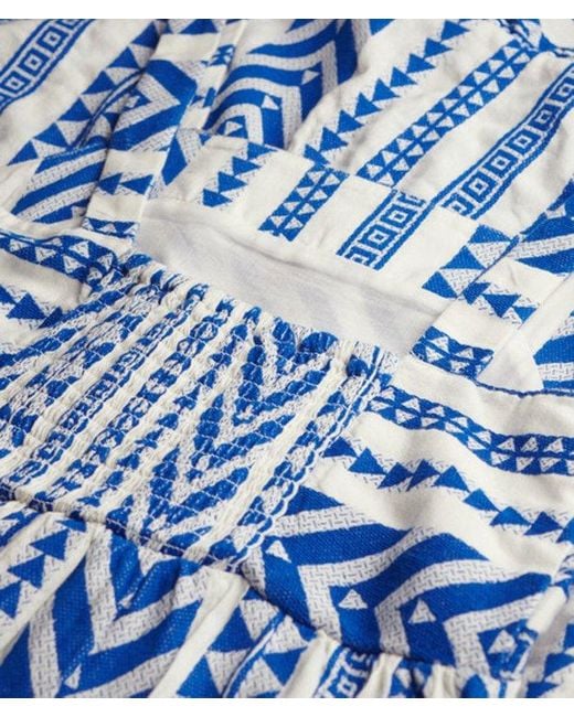 Superdry Statement Gelaagde Maxi-jurk in het Blue