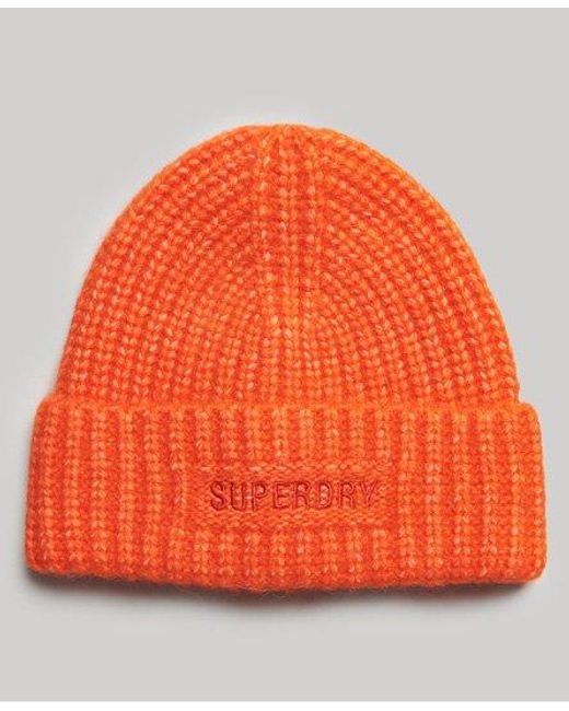 Bonnet côtelé essential Superdry en coloris Orange