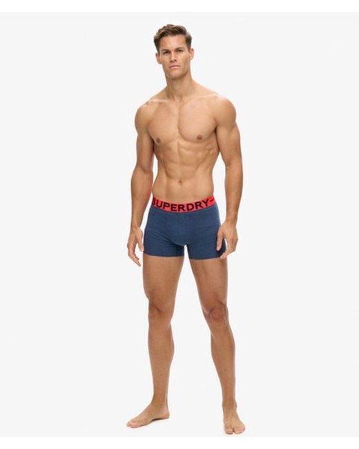 Superdry Blue Organic Cotton Boxer Triple Pack for men