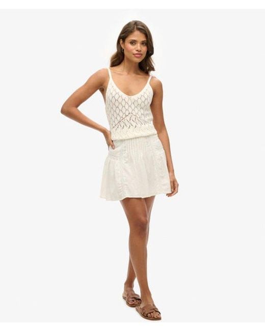 Superdry White & Co Fully Lined Lace Trim Mini Skirt