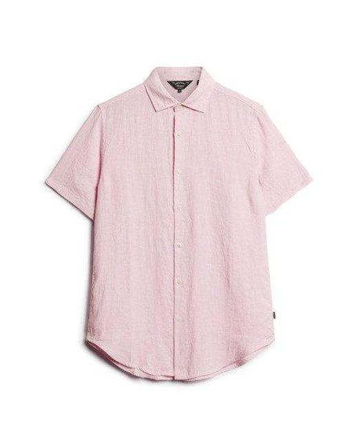 Superdry Pink Studios Casual Linen Shirt for men