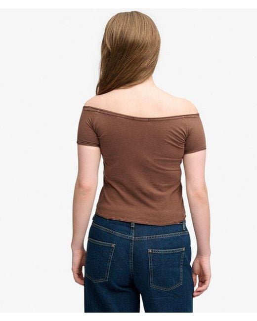 Superdry Blue & Co Bardot Short Sleeve Off Shoulder Top