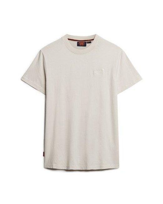 Superdry White Organic Cotton Essential Logo Embroidered T-shirt for men
