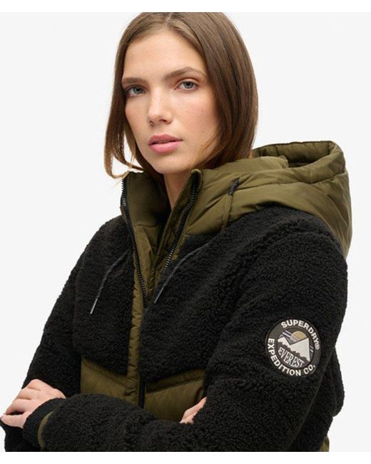 Superdry Green Ladies Everest Slim Fit Colourblock Bomber Hybrid Jacket